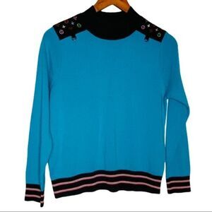 Y2K Embroidered Mock Neck Sweater womens size smal
